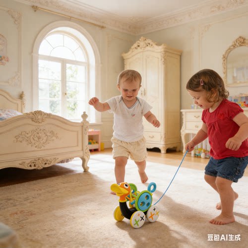 幼奇多拉绳鸭学步早教玩具