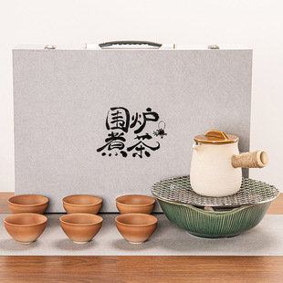围炉煮茶观石电陶炉配茶侧把壶烤火炉子奶壶家用木质茶点室内配件