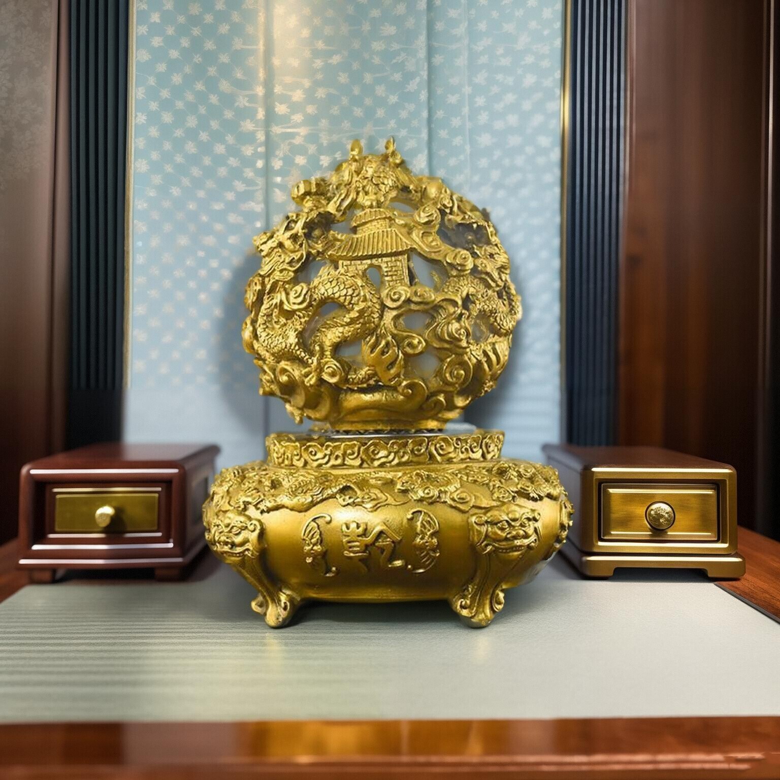 九转乾坤鼎纯铜时来运转摆件扭转乾坤鼎九龙戏珠风水摆件招财转运