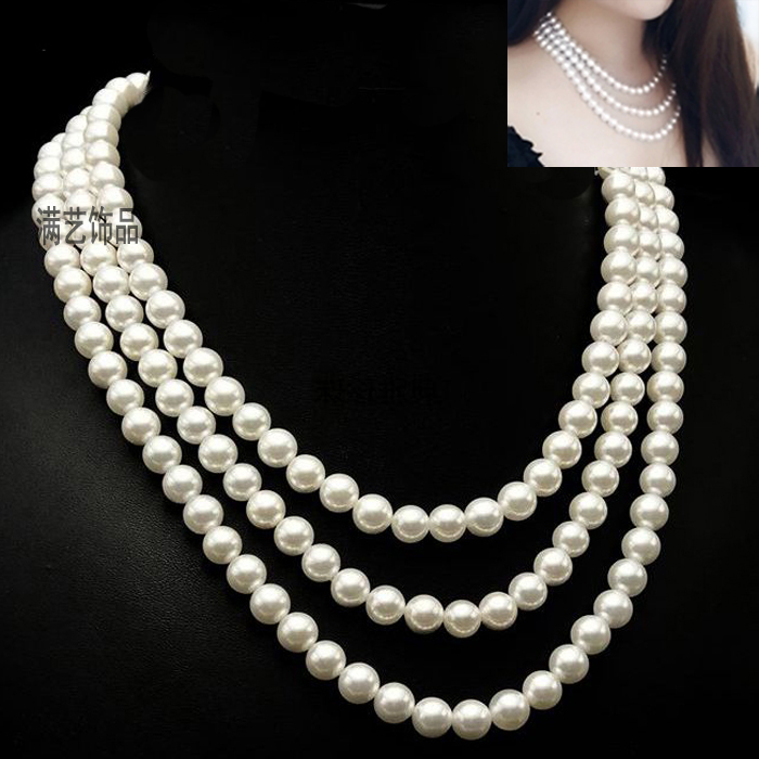 三层项链饰品仿珍珠项链女