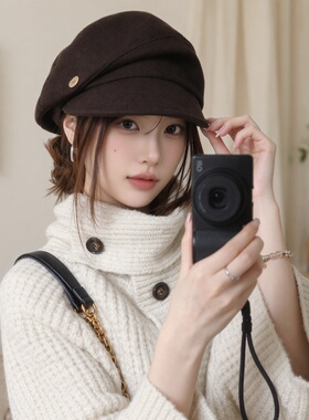 冬季女保暖显脸小贝雷帽