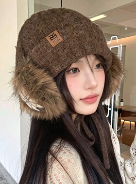 秋冬保暖针织护耳帽女显脸小