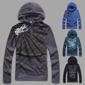 超酷超值 T恤 竹节棉 长袖 魔幻街头涂鸦印花 男连帽薄卫衣 外贸