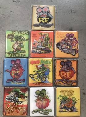 出口订单美式复古机车摇滚热血芬克老鼠Rat Fink 超大磁性冰箱贴