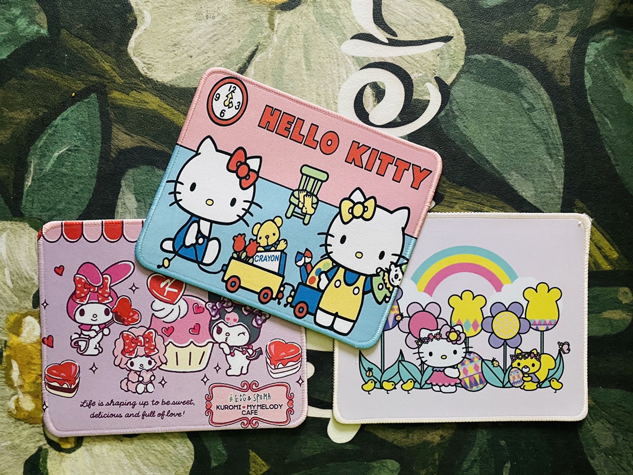 出口日本Hello kitty 美乐蒂库洛米可爱防滑鼠标垫(3款入)