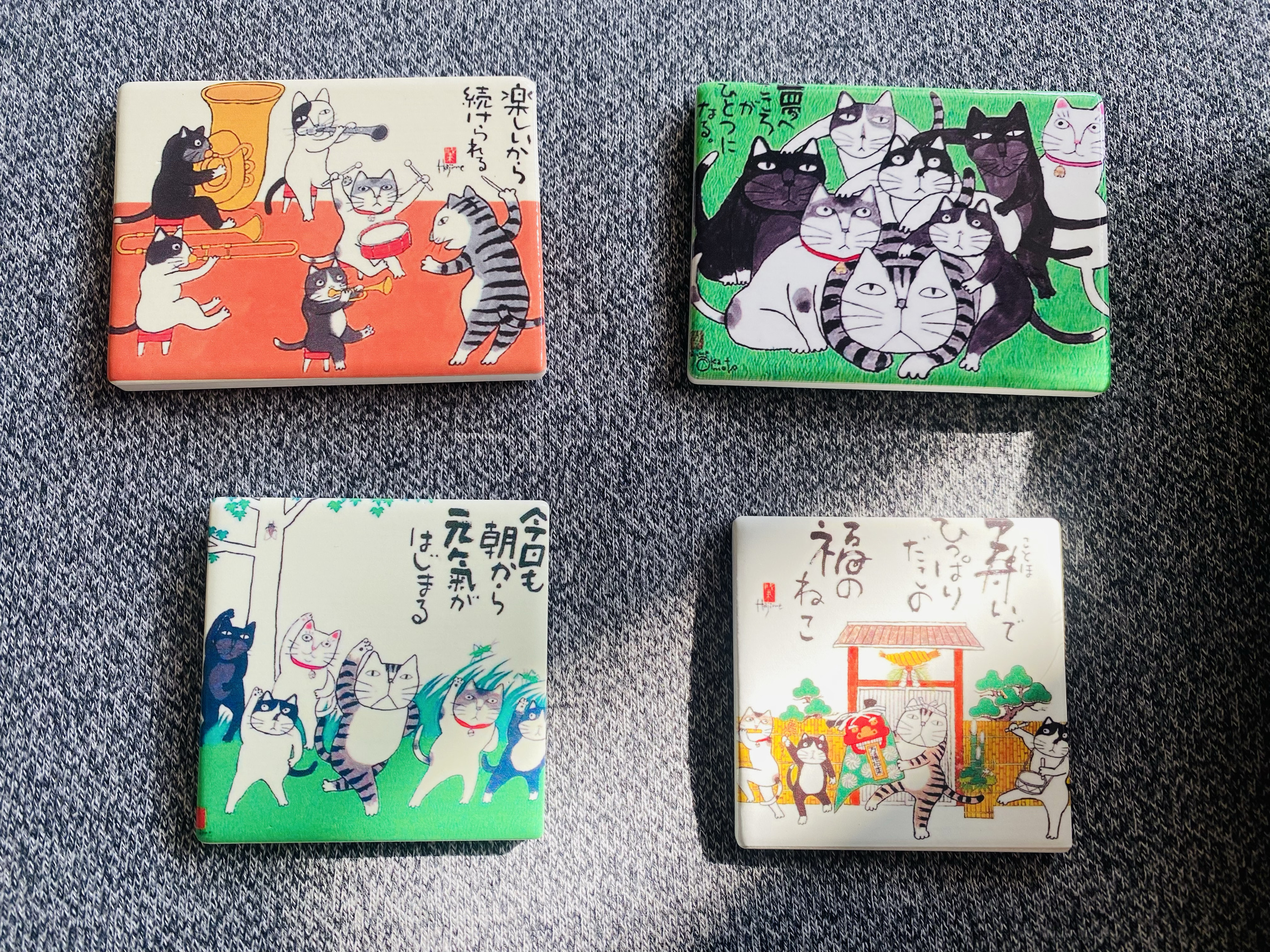 出口日本陶瓷冰箱贴 庙门里猫猫的元气生活（4款入）