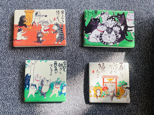 出口日本陶瓷冰箱贴 庙门里猫猫的元气生活（4款入）