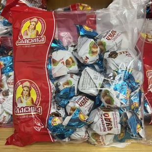俄罗斯进口奶罐糖巧克力味榛子夹心糖奶油椰子味糖果年货喜糖500g