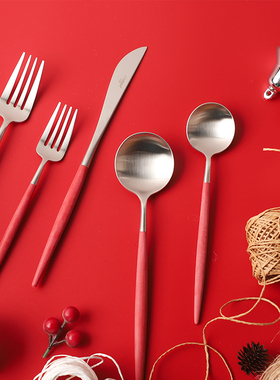 葡萄牙进口Cutipol餐具刀叉红银刀叉勺子筷子家用套装不锈钢甜品