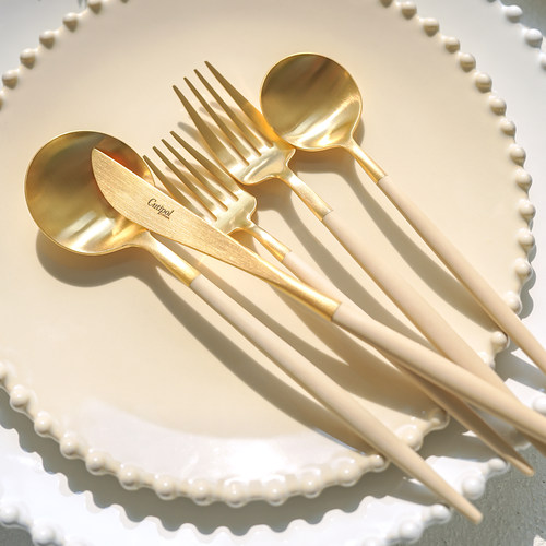 cutipol牛排餐具刀叉叉勺白金