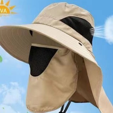 男士防晒遮阳帽夏季户外登山大檐速干遮脸护颈披肩帽渔夫钓鱼