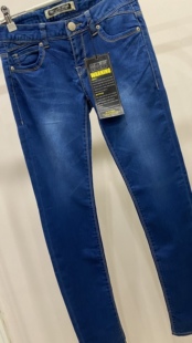 外贸原单尾货新款 韩国贵牌纯正深蓝色立体剪裁修饰腿型牛仔裤