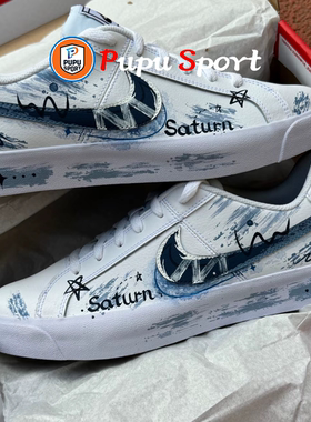 定制球鞋 NikeCourtRoyale抗冲击性防滑耐磨透气断裂时空白蓝板鞋