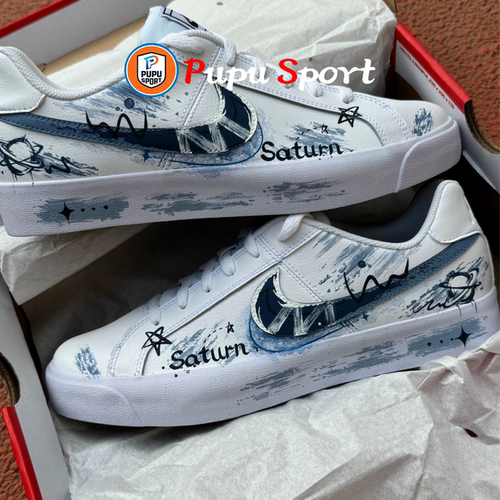 定制球鞋 NikeCourtRoyale抗冲击性防滑耐磨透气断裂时空白蓝板鞋