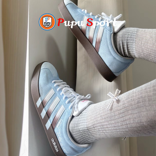 球鞋定制adidas neo VL Court 2.0青蓝琉璃 复古百搭低帮男女板鞋