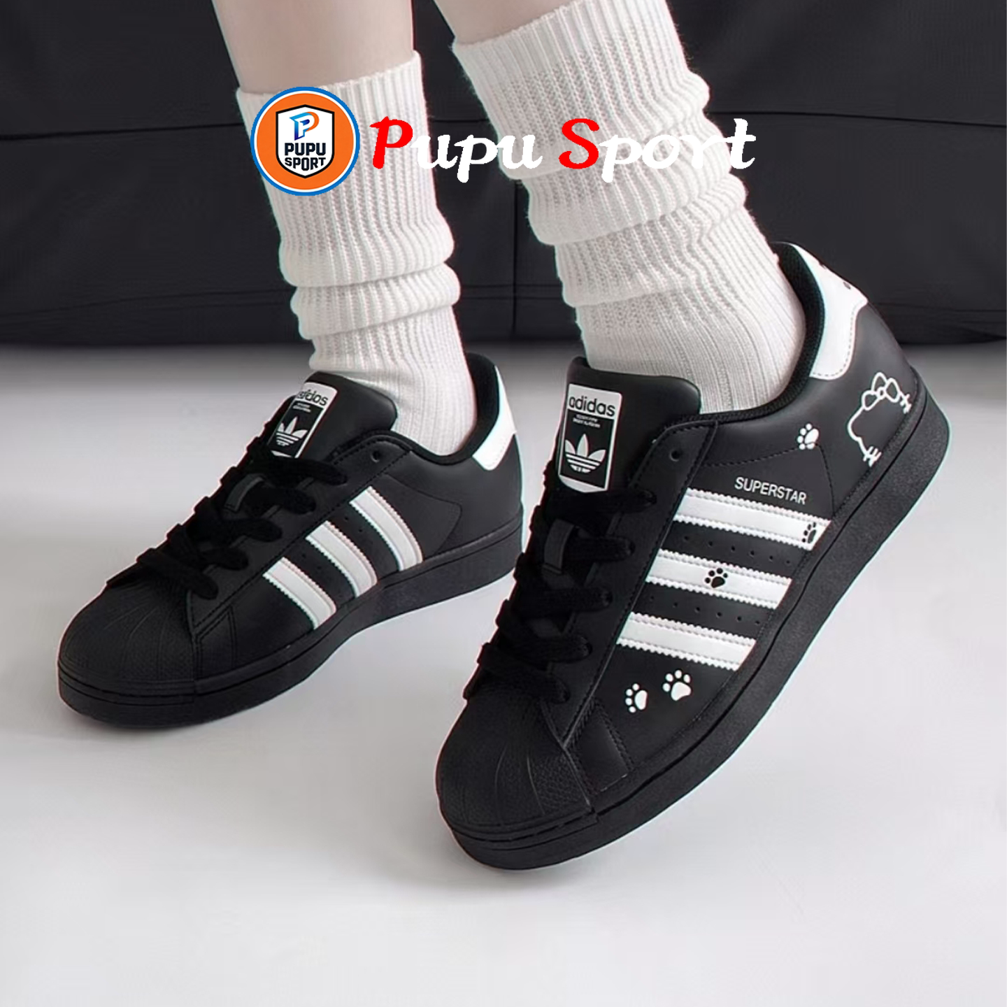 定制球鞋adidas originals Superstar 2 酷飒猫猫 女子低帮板鞋图片
