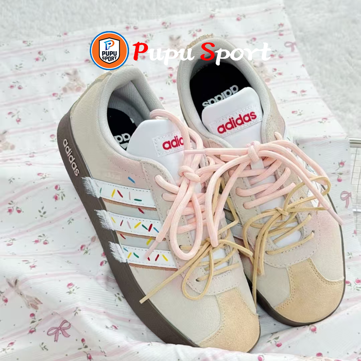 Adidas neo VL 奶油蛋糕潮流可爱甜酷时尚百搭休闲板鞋女子定制鞋