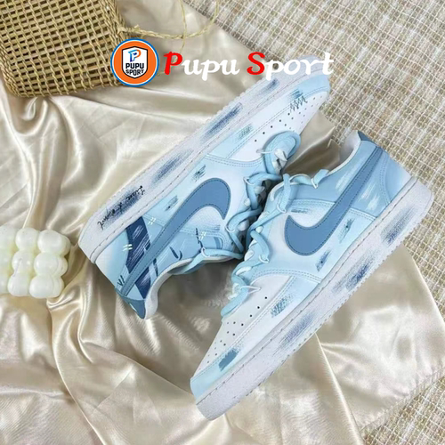 【定制球鞋】Nike Court Vision碧蓝之森增高防滑潮流手绘板鞋