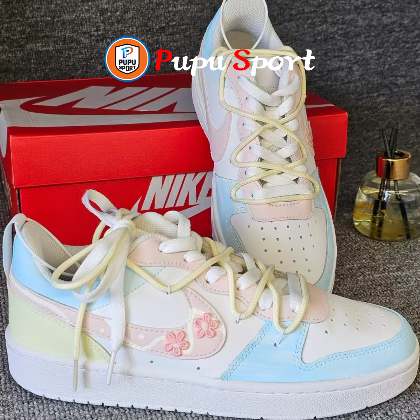 球鞋定制 Nike Court Borough Low 春和花屿樱花少女低帮百搭板鞋