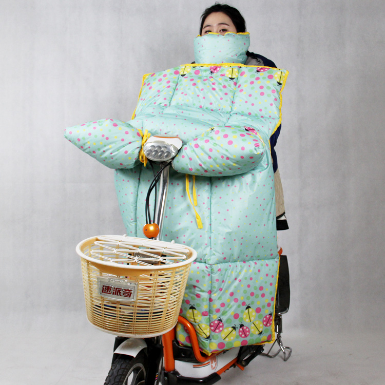 冬季电动车连体挡风被 电瓶摩托加大加厚丝绵保暖 可拆卸围脖包邮