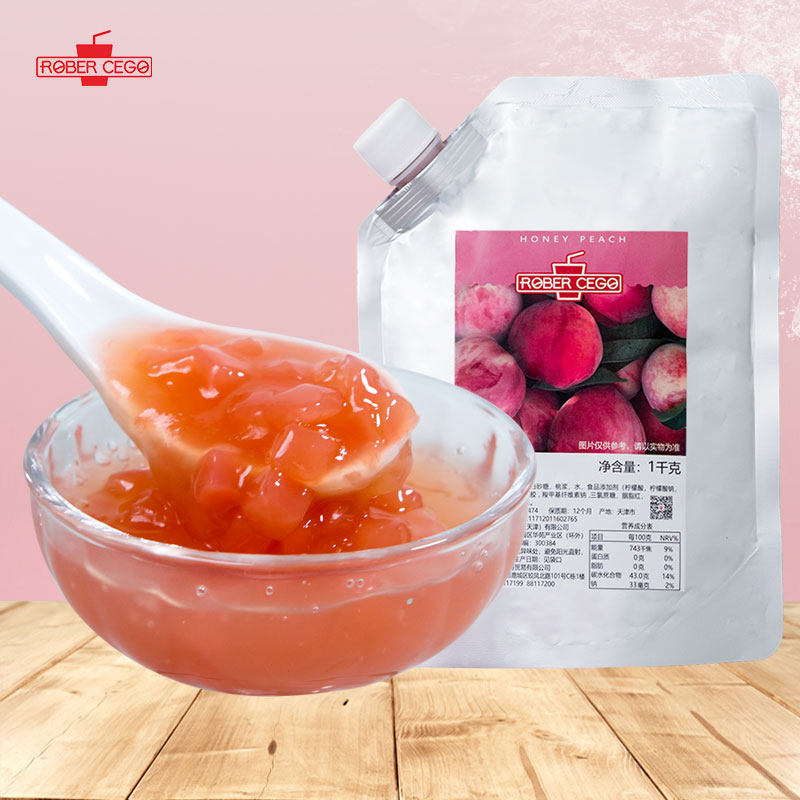 乐宝水蜜桃果酱白桃果酱含果肉果粒水果茶奶茶店专用烘焙原料1L