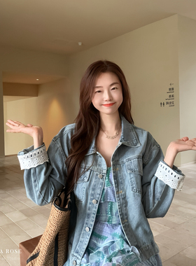 设计师款水洗牛仔外套女短款宽松显瘦遮肉百搭翻领夹克休闲上衣潮