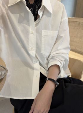 闭眼入2026春季新款宽松短款翻领衬衣女 基础百搭叠穿小个子衬衫