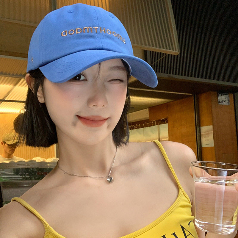 2026春夏蓝色字母刺绣棒球帽女韩版棉显脸小帽子鸭舌帽防晒帽户外
