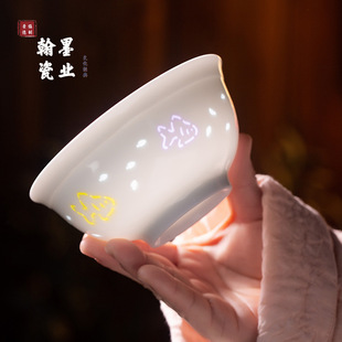 景德镇陶瓷新款高白泥五彩玲珑年年有余饭碗高温不挂油釉下防烫碗