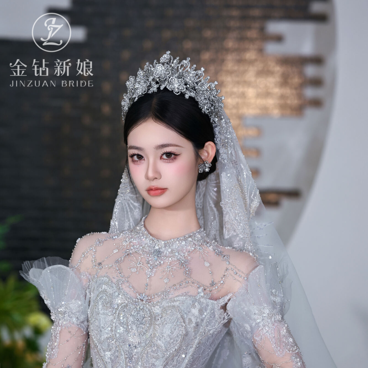 金钻新娘皇冠头饰双层王冠婚礼女