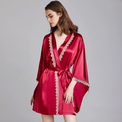 Весенний банный халат, летний красный лонгслив для невесты, пижама, платье, дракон и феникс