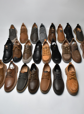 撤柜款男士防滑耐磨轻便透气复古英伦休闲软底软面休闲商务皮鞋