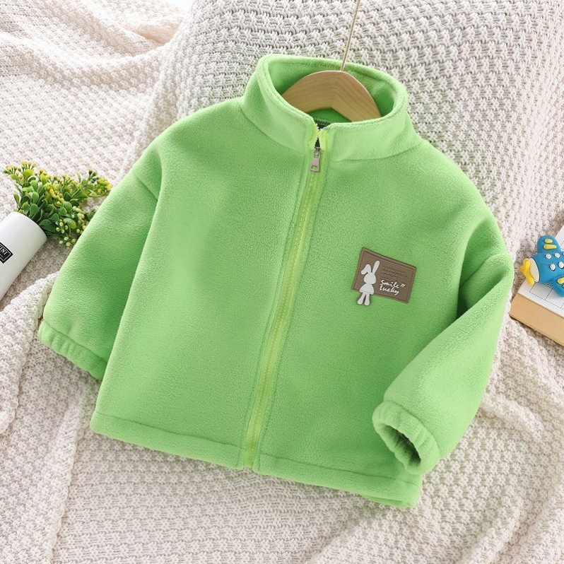 女童加厚摇粒绒外套2026新款儿童秋冬季洋气秋装韩版宝宝加绒上衣