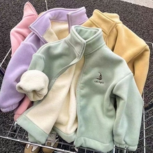 男女童摇粒绒卫衣宝宝加厚保暖上衣过冬儿童加绒外套秋冬新款
