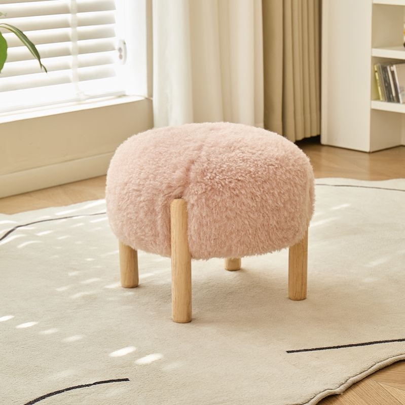 羊羔绒小凳子高级沙发现代简约矮凳家用创意客厅换鞋板凳矮凳圆凳
