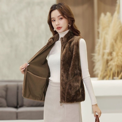 马甲女新款冬季双面摇粒绒背心大码宽松坎肩短款保暖洋气外穿马夹