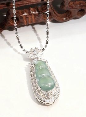 9229 天然缅甸翡翠葫芦平安吊坠锁骨链个性时尚多样性发其一