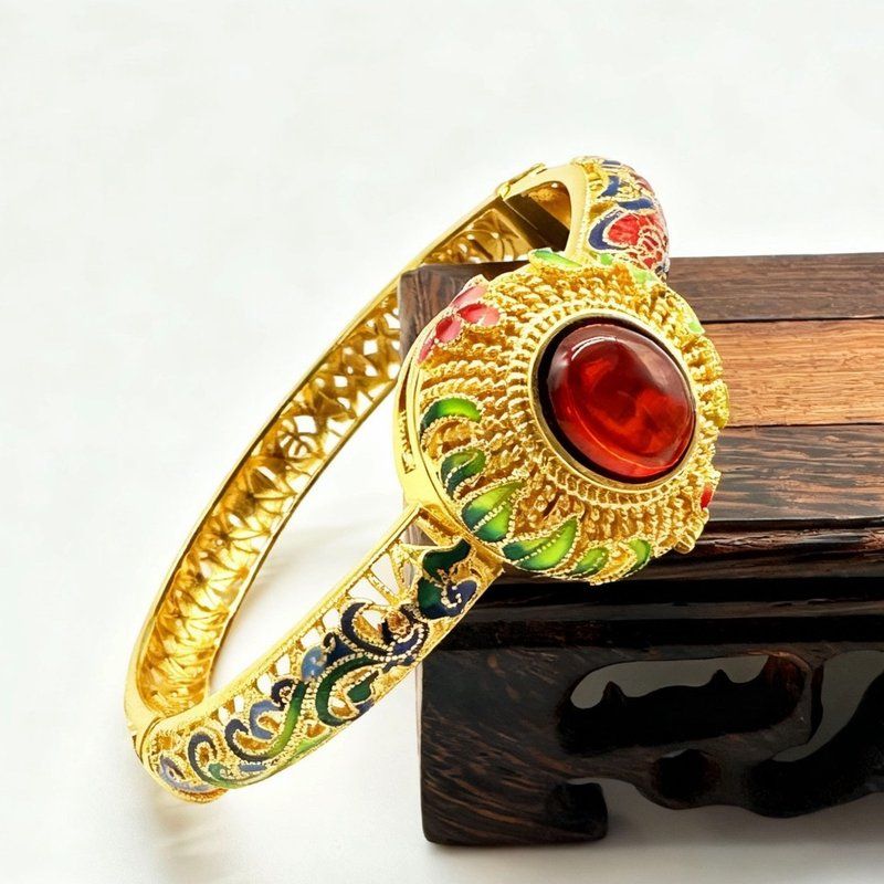 天然琥珀血珀手环龙凤手镯香囊