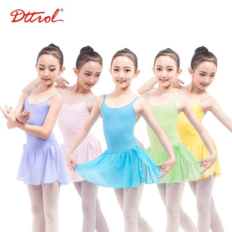 笛雀儿儿童舞蹈练功服纱裙连体服
