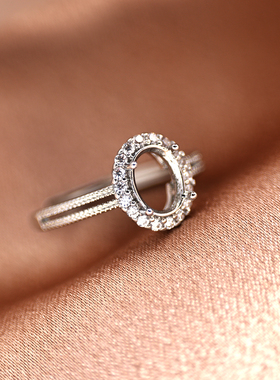 戒托日韩diy镶嵌蜜蜡绿松石戒托