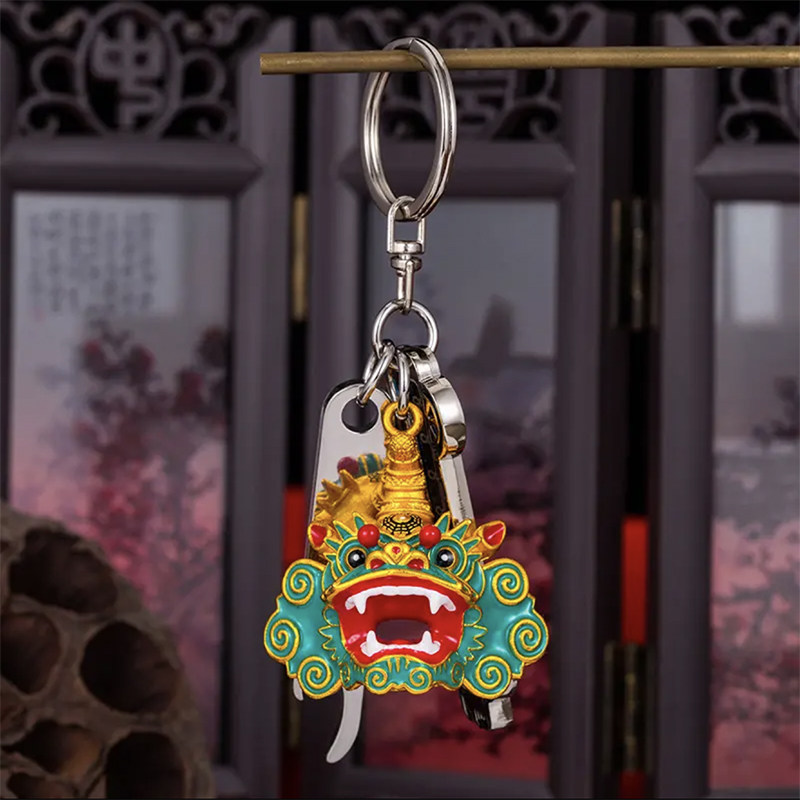 个性汽车车牌号码钥匙扣定制防丢海陆丰麒麟虎狮麒麟头挂件开瓶器