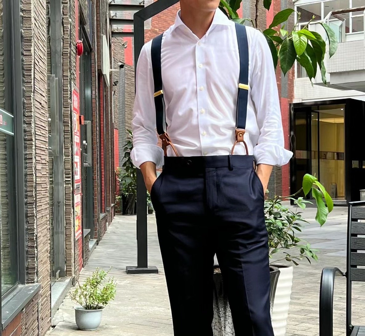 英伦风复古男士纽扣式成人背带夹扣肩带男式吊带休闲吊裤带肩带潮