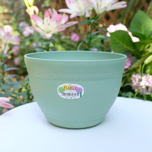 爱丽思彩色简约圆钵花盆树脂