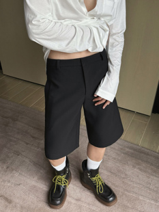 短裤 weave 黑色空气层西装 廓形感 宽松直筒五分休闲百搭男 时装