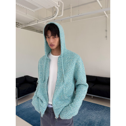 薄荷奶绿羊毛针织开衫