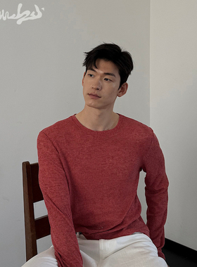 weave 性感多巴胺 暗红色男女透气镂空肌理感薄宽松圆领针织罩衫