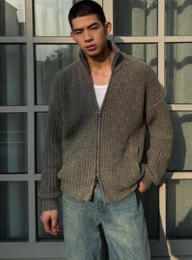 【现货】weave 秋冬绿色厚实简约廓形感百搭双拉链毛衣外套男女