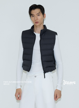 weave 军绿/黑色 新国标90白鸭绒短款立领排骨羽绒马甲背心男女