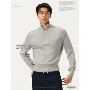 宽松毛衣通勤 花灰色半高领慵懒休闲插肩短款 weave 静奢通行证