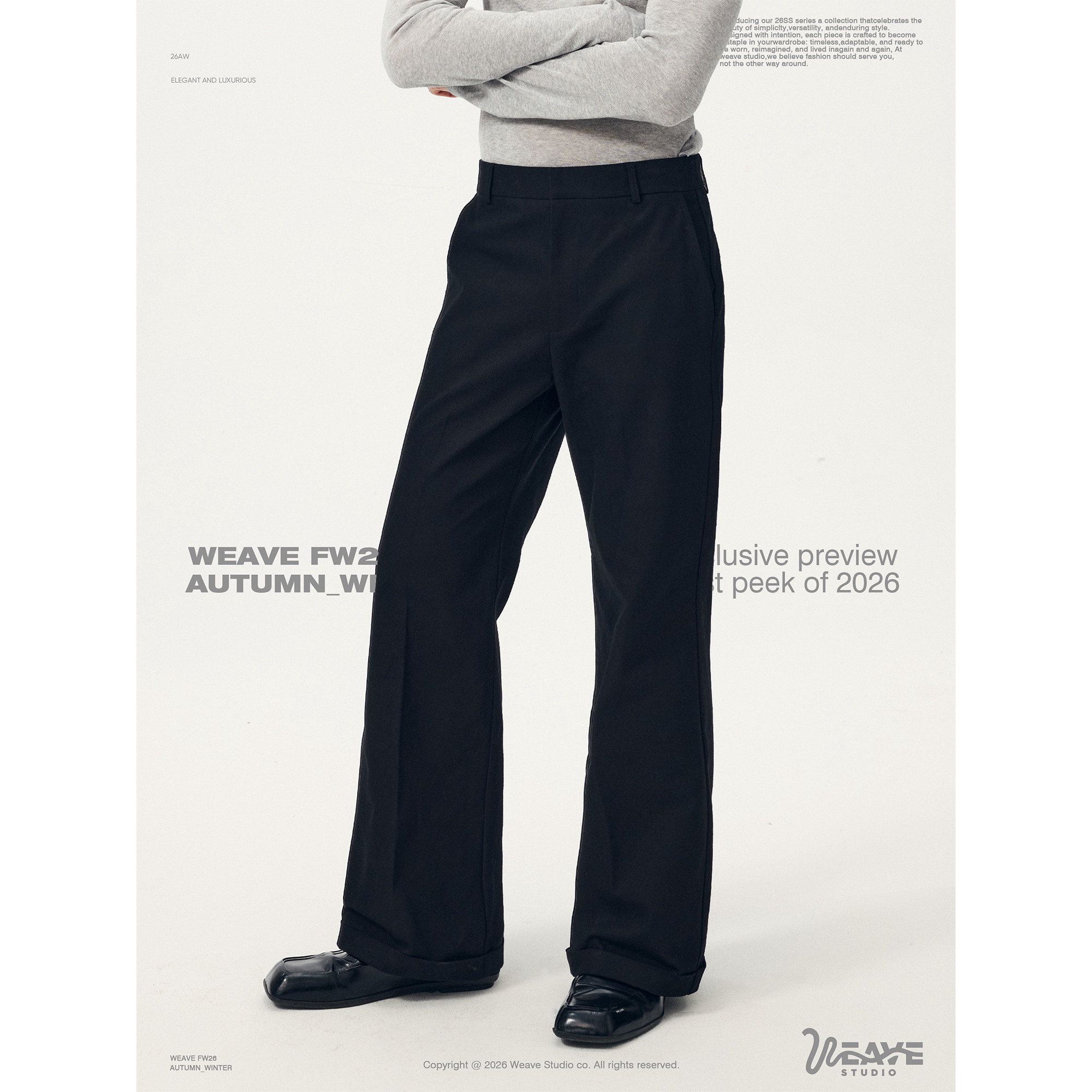 weave 长期主义 黑色通勤直筒西裤垂感抗皱复古百搭休闲长裤男